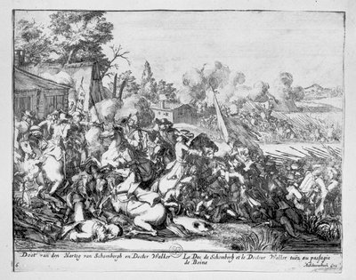 Duc de Schomberg and Doctor Walker are killed at the Battle of the Boyne, 1690 by Adriaan Schoonebeek